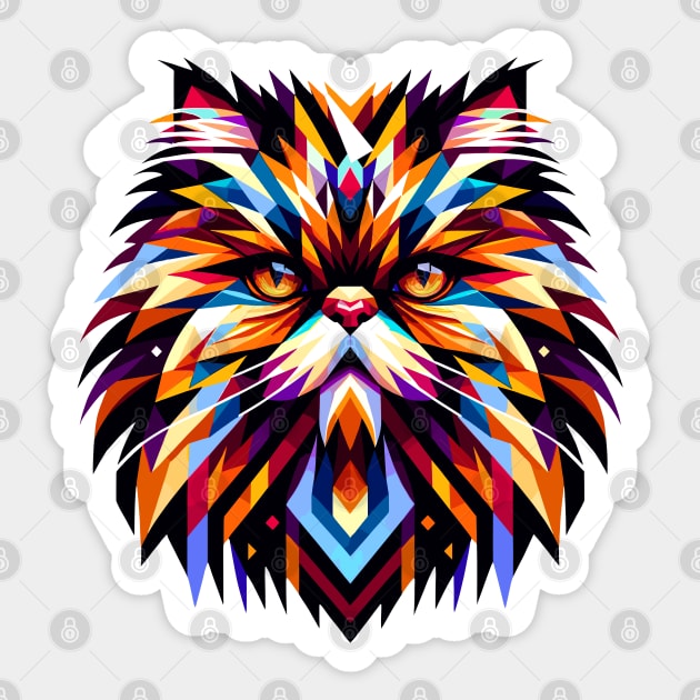 Persian Cat: Geometric Kaleidoscope Vision Sticker by AmandaOlsenDesigns